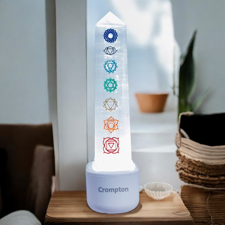 Selenite 7 Chakra Lamp