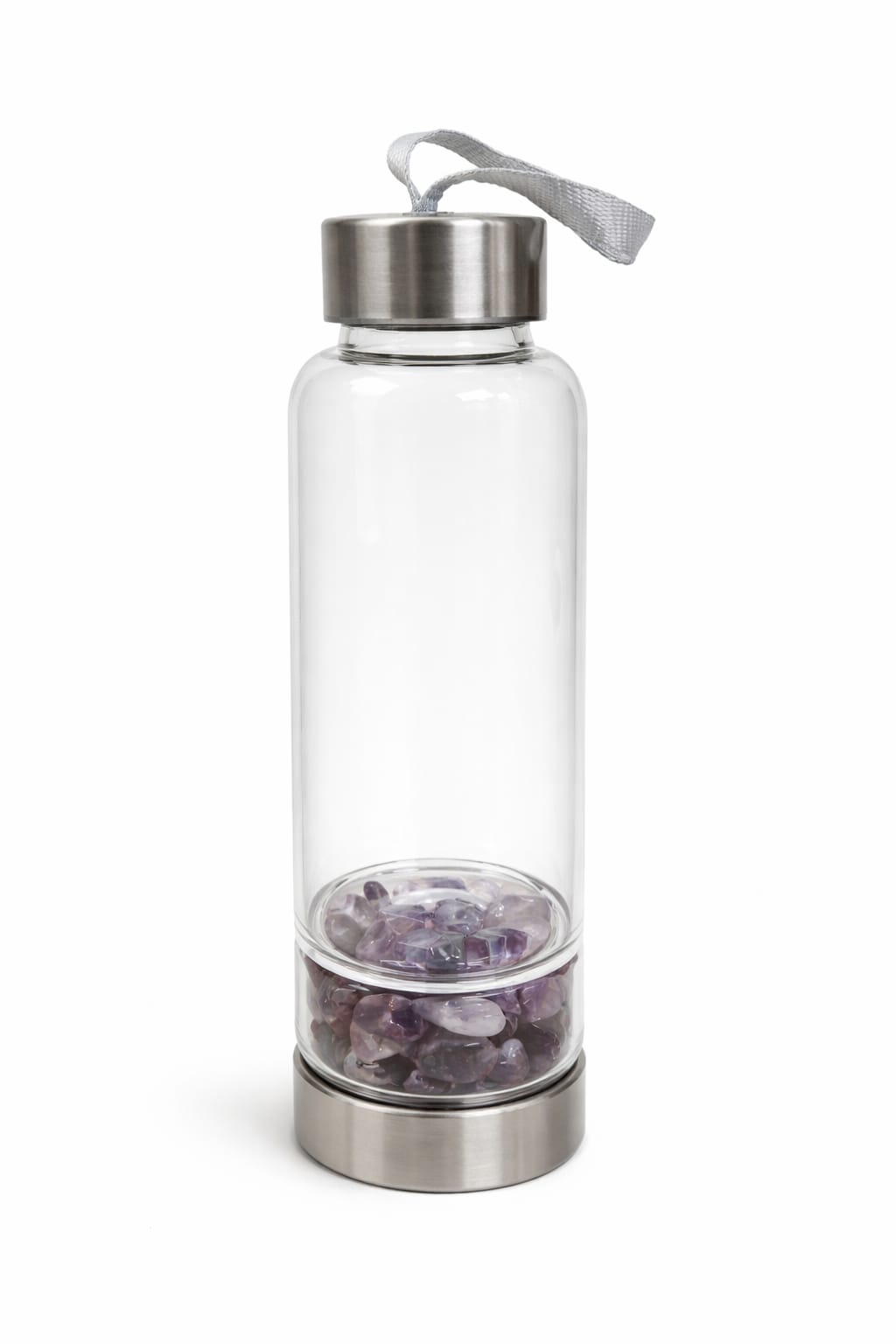 Kripa Krystals Amethyst Tumble Crystal Water Bottle | Natural Healing Crystal Infused Bottle for Calmness, Stress Relief & Positive Energy