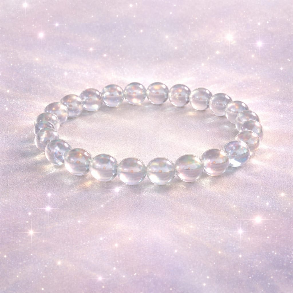 Angel Aura Quartz Bracelet | High-Vibration Healing Crystal for Positivity, Calm & Spiritual Energy
