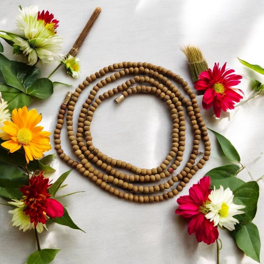 Chandan Kanthi Mala – Two Layered – Natural Sandalwood Beads with Brass Clasp