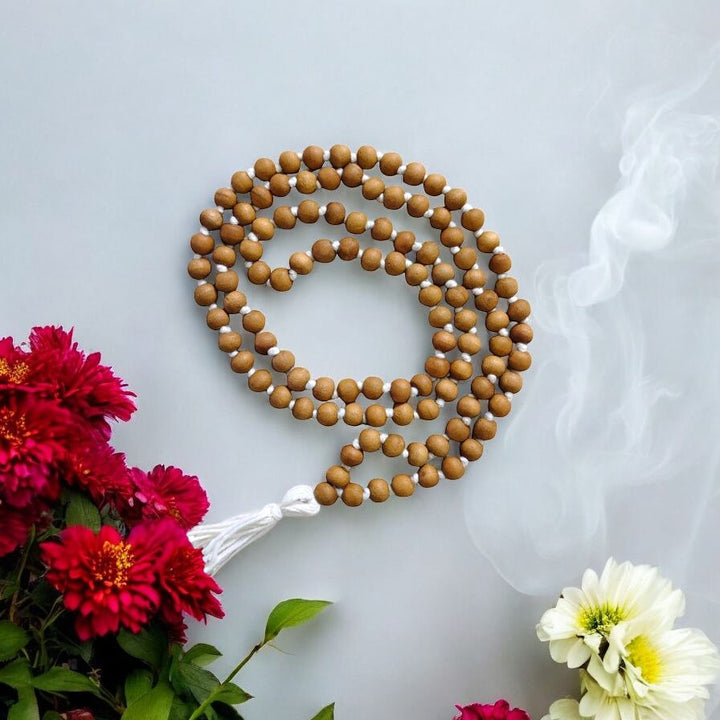 Sandalwood Japa Mala/Chandan Japa Mala from Vrindavan 8 MM Bead Size - 108+1