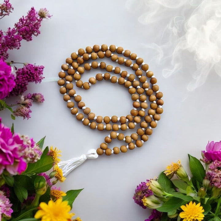Sandalwood Japa Mala/Chandan Japa Mala from Vrindavan 8 MM Bead Size - 108+1
