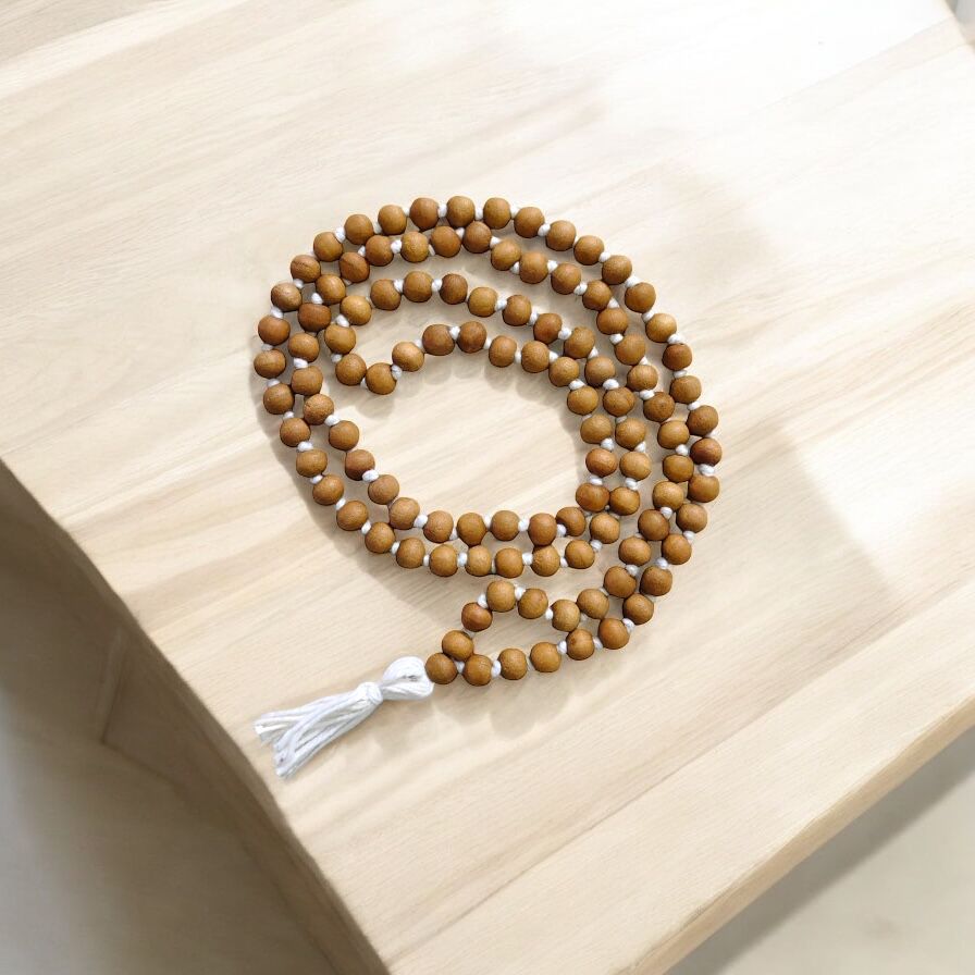 Sandalwood Japa Mala/Chandan Japa Mala from Vrindavan 8 MM Bead Size - 108+1