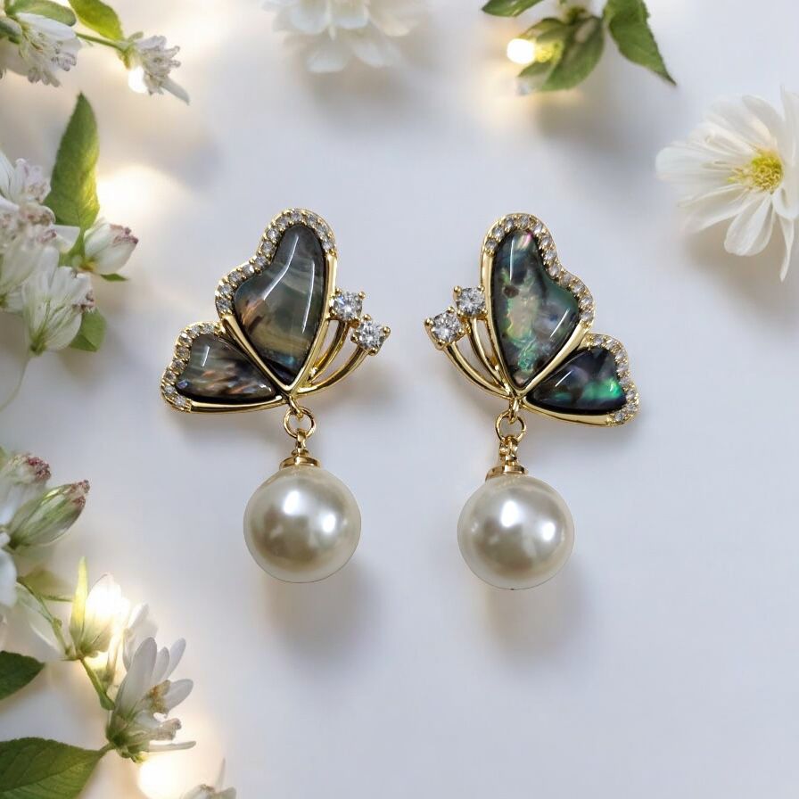 Butterfly Pearl Drop Earrings