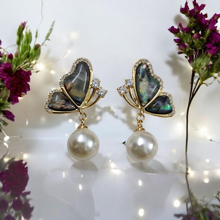 Butterfly Pearl Drop Earrings