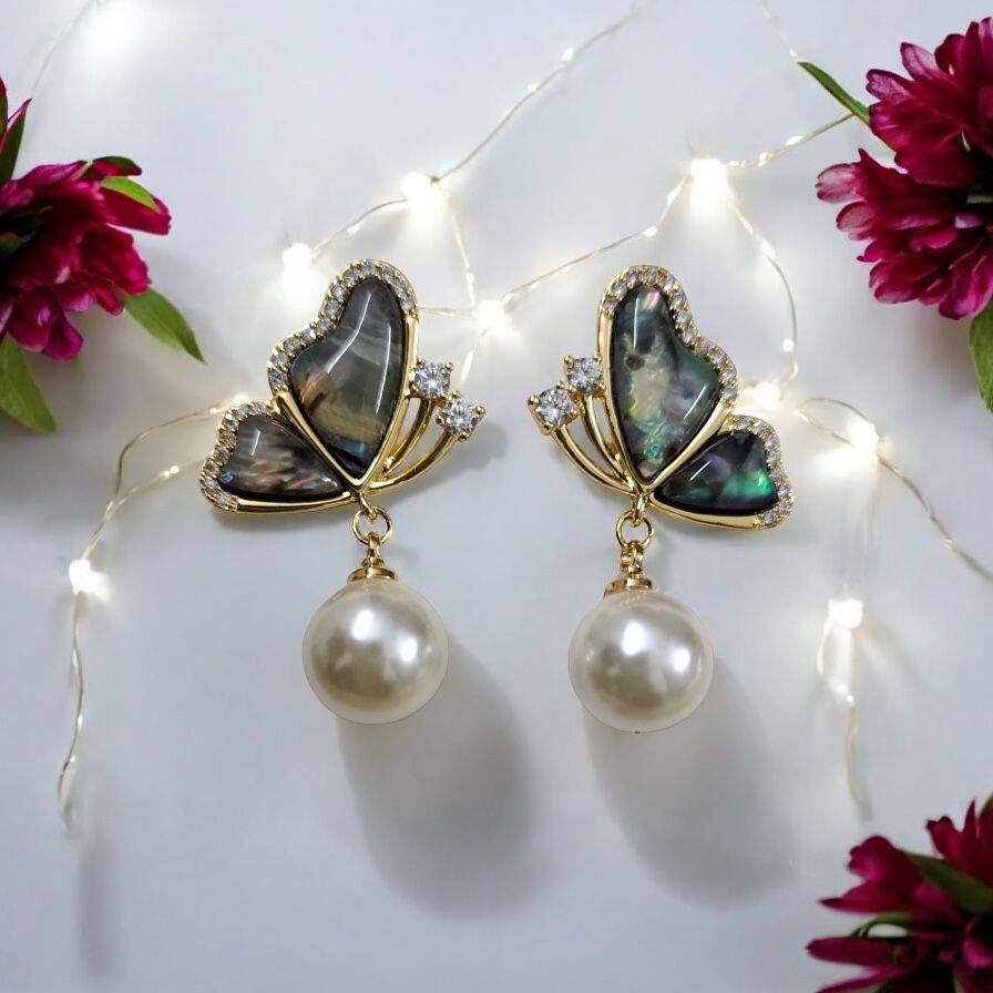Butterfly Pearl Drop Earrings