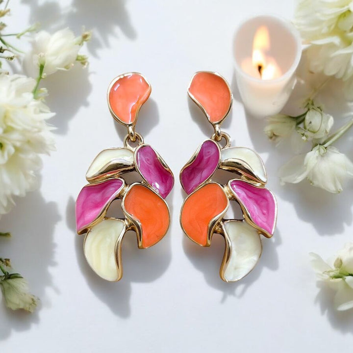 Multicolor Enamel Leaf Earrings - Style 2