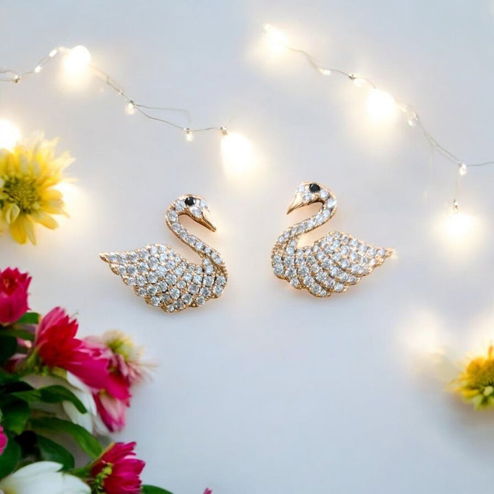 Crystal Swan Statement Earrings
