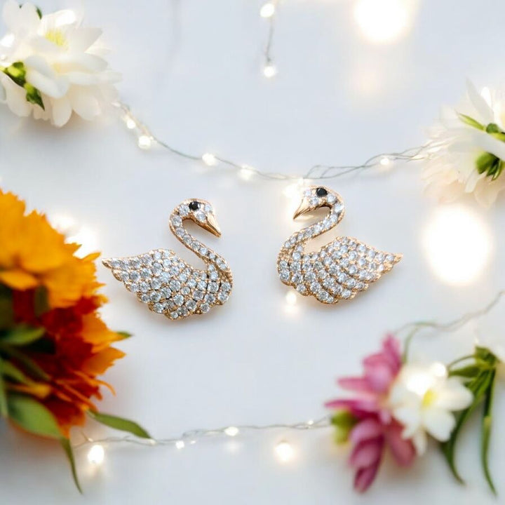 Crystal Swan Statement Earrings