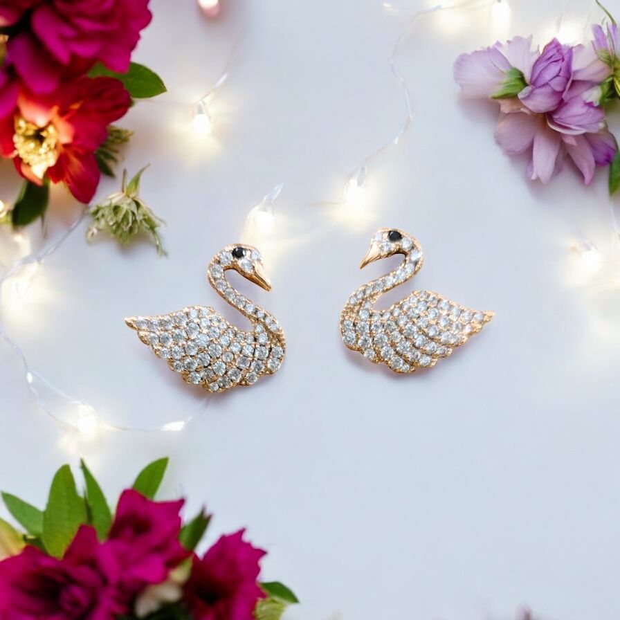 Crystal Swan Statement Earrings