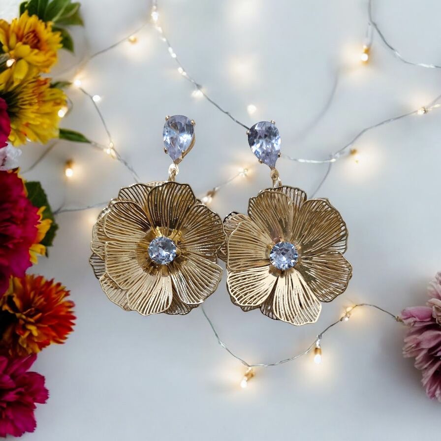 Golden Bloom Statement Earrings