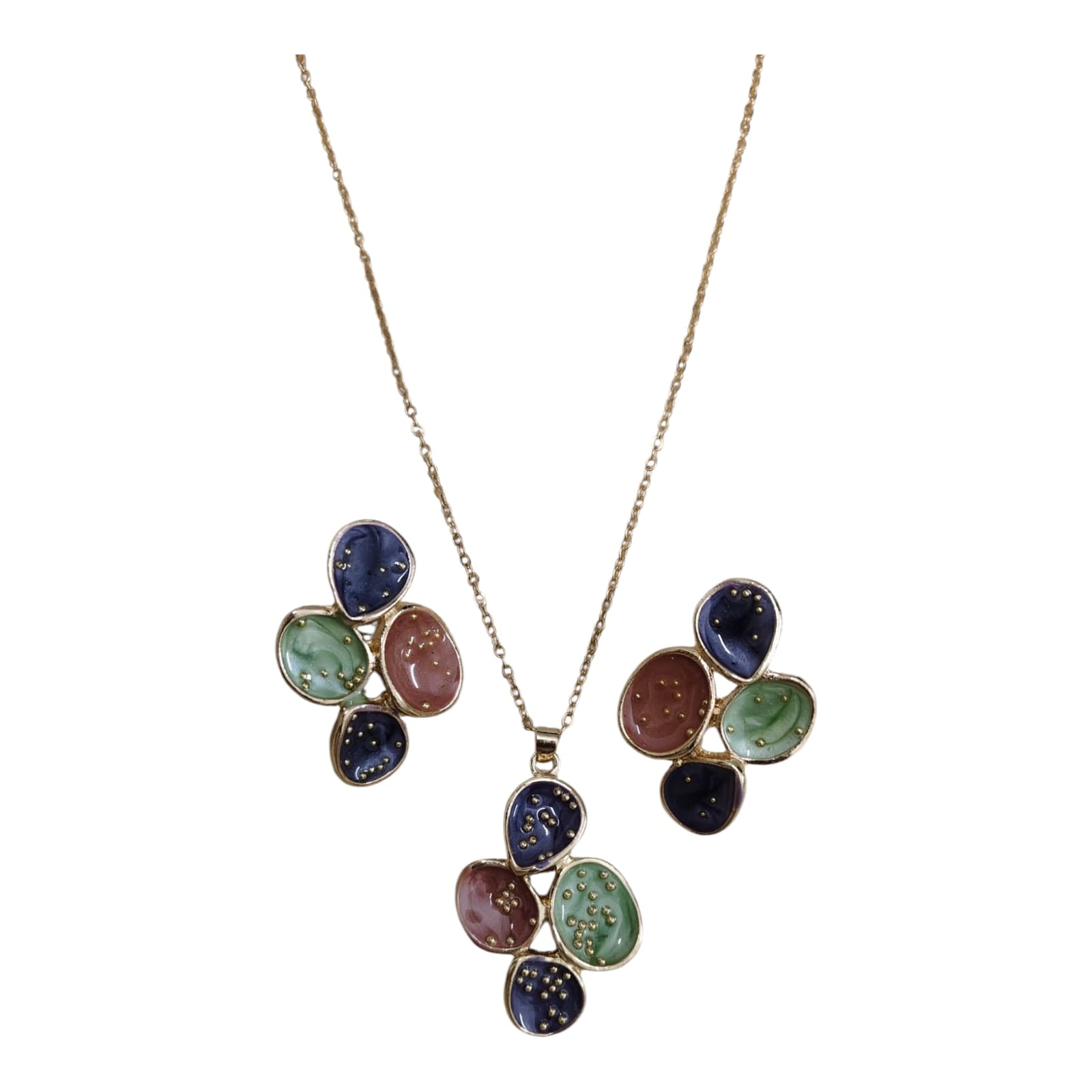 Color Bloom Necklace & Earrings Set