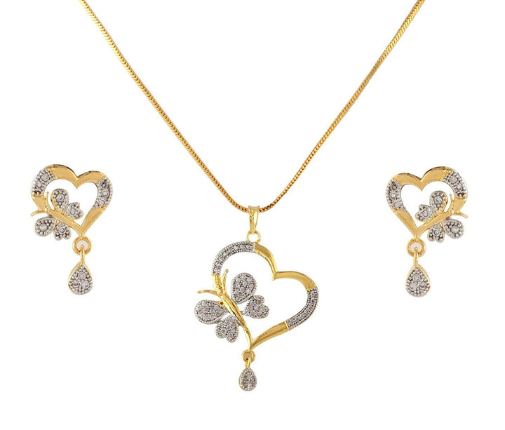 Golden Bloom Heart Pendant Set