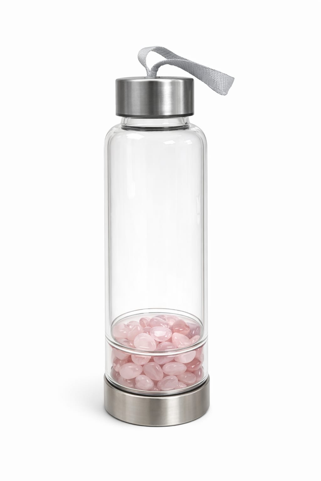 Kripa Krystals Rose Quartz Tumble Crystal Water Bottle | Natural Healing Crystal Infused Bottle for Love, Calmness & Emotional Balance