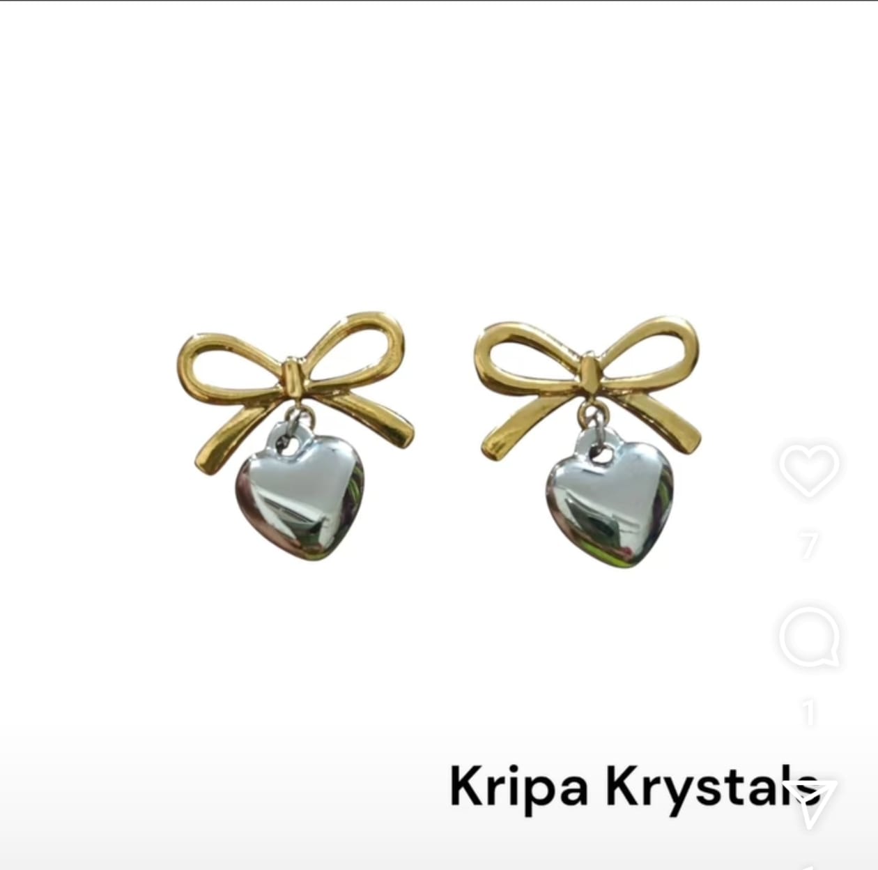 Bow & Heart Charm Earrings – Duo-Tone Studs