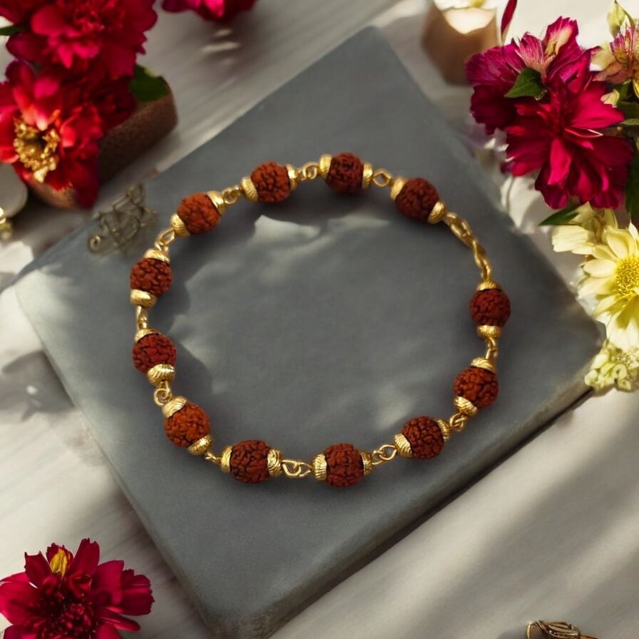 Rudraksha Bracelet with Golden Spacers