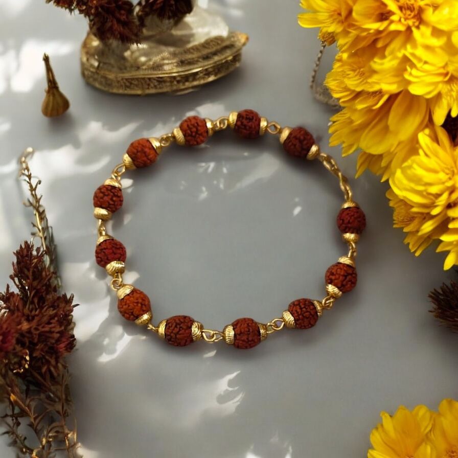 Rudraksha Bracelet with Golden Spacers