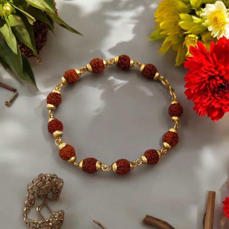 Rudraksha Bracelet with Golden Spacers