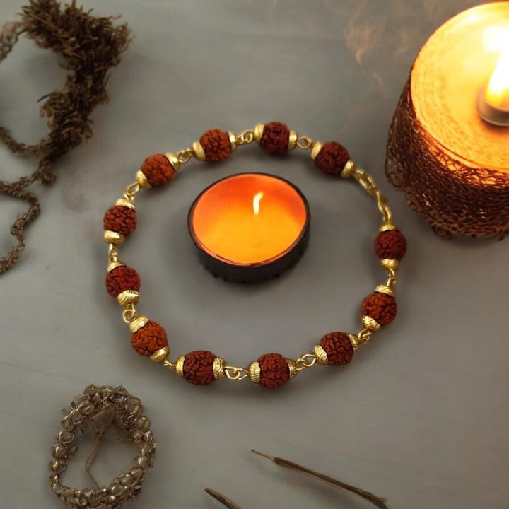 Rudraksha Bracelet with Golden Spacers