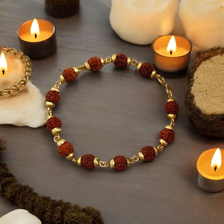 Rudraksha Bracelet with Golden Spacers