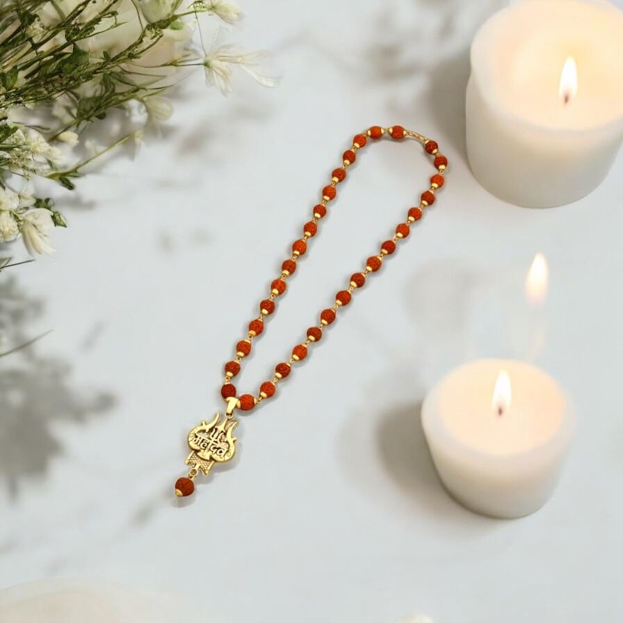 Rudraksha Mala with Damru Trishul Pendant