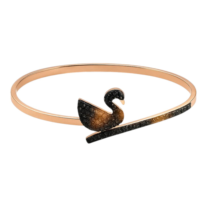 Rose Gold Tone - Swan Design Bangle Bracelet