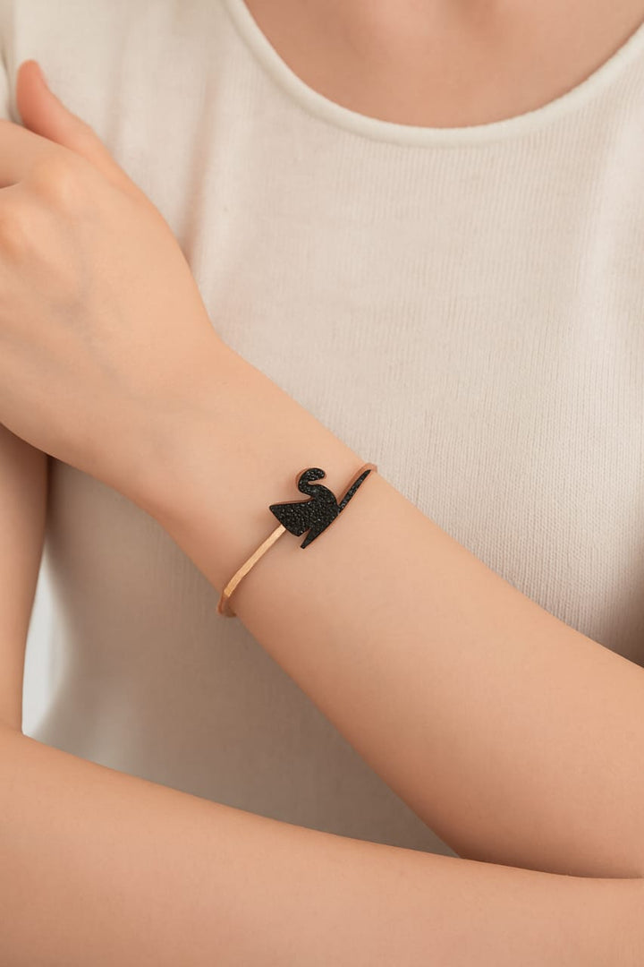 Rose Gold Tone - Swan Design Bangle Bracelet
