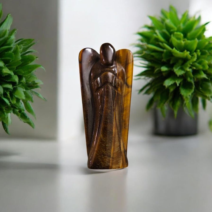 Tiger Eye Crystal Angel – Hand-Carved Guardian Figurine