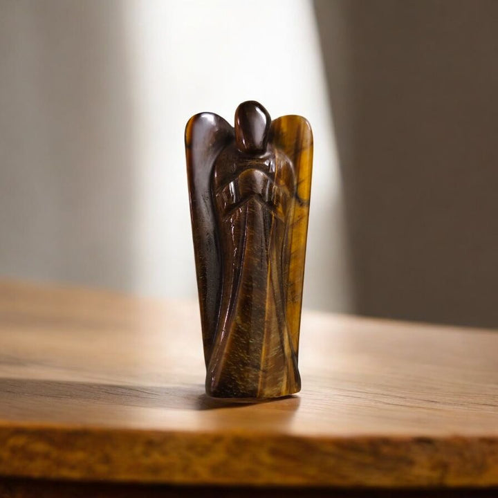Tiger Eye Crystal Angel – Hand-Carved Guardian Figurine